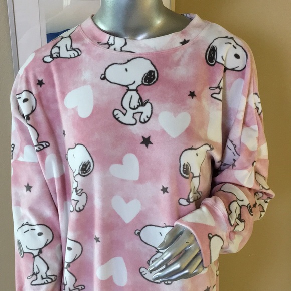 MUNKI MUNKI Peanuts Snoopy Hearts Velour Pajama Set Women's - Picture 3 of 16